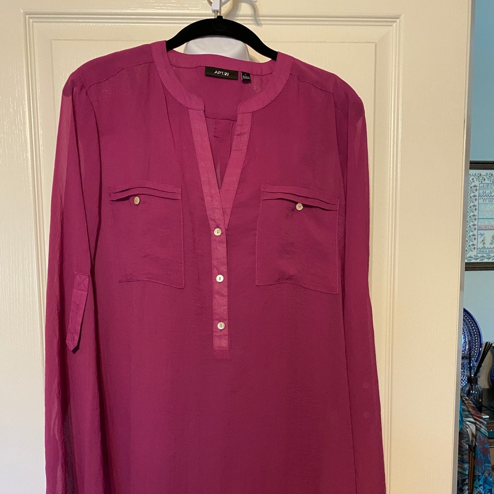Sheer Eggplant Blouse w Under Tank 2 PCs